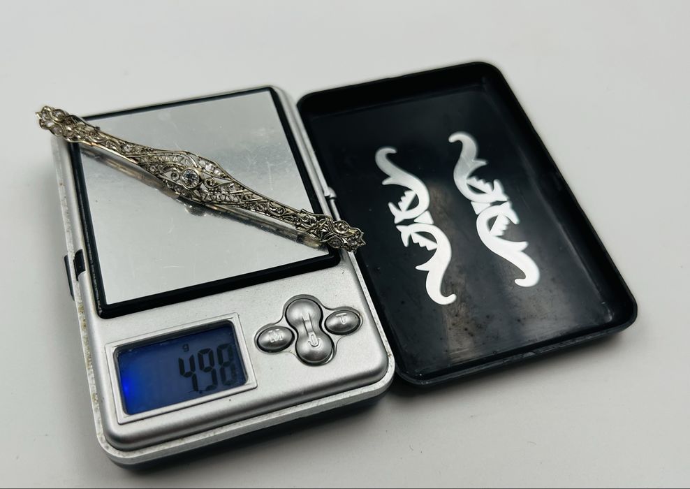 Златна винтидж брожка 18к злато с диаманти