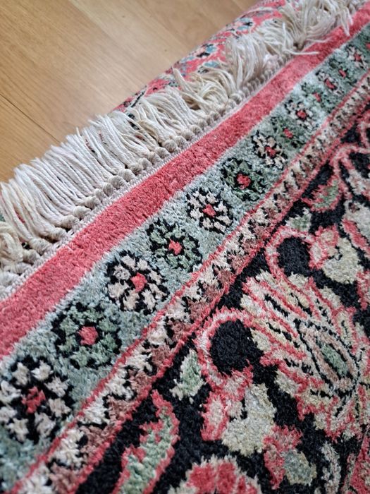 covor Qom mătase 198/128,traversa manual traditional persan iran vechi