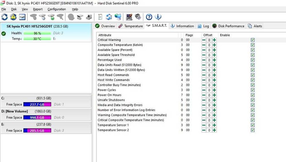 Solid-State Drive (SSD) SK Hynix 256GB MLC M.2 2280 PCI-E 3.0 X4 Nvme