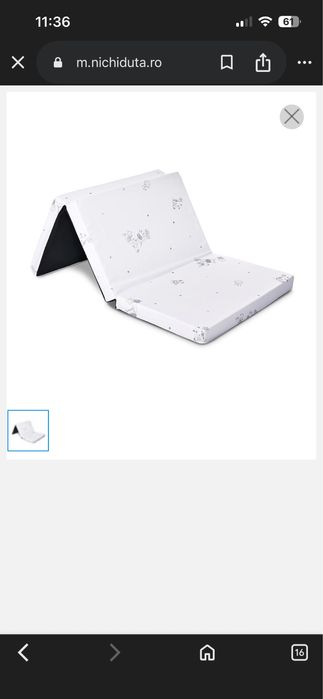 Saltea pliabila in 1/3, culoare albastru cu ursuleti, burete, buna