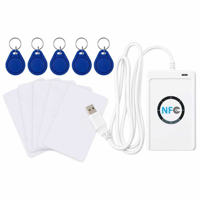 ACR122U USB NFC RFID четец и записвач, подарък 5 бр. 13.56 MHz чипа и 5бр. UID карти