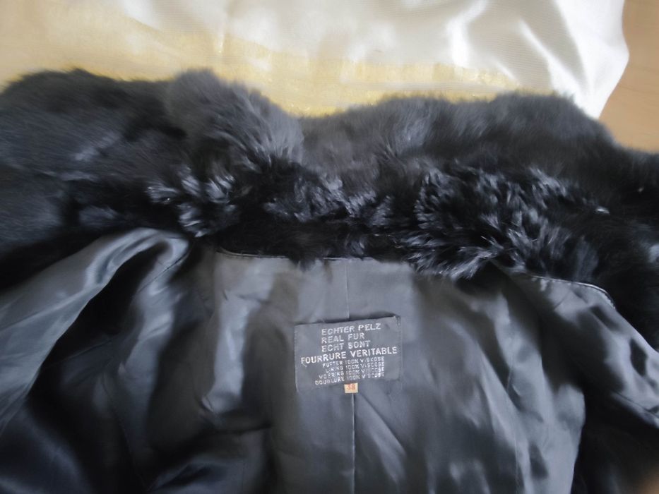 Haină scurtă de blană neagră, iepure, mărimea 38