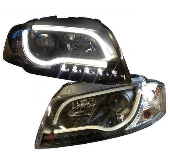 Фарове Ауди А3 8П 2003-2008 ЛЕД ЛЕНТА Тъмни лупи Audi A3 8P Затъмнени