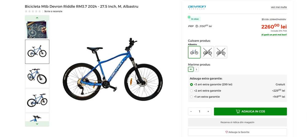Bicicleta Mtb Devron Riddle RM3.7