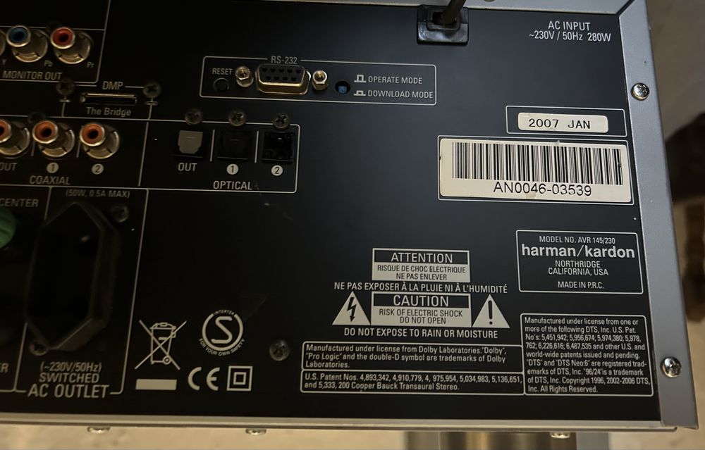 MODEL NO. AVR 145/230  harman/kardon усилвател