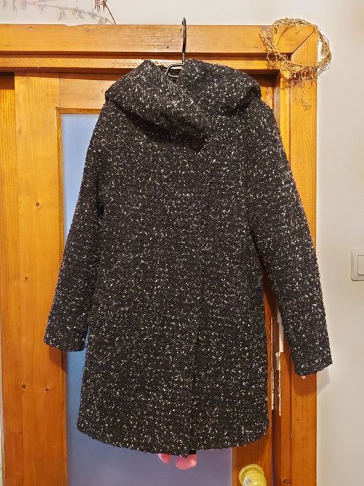 Palton damă glugă iarnă negru mărimea M
