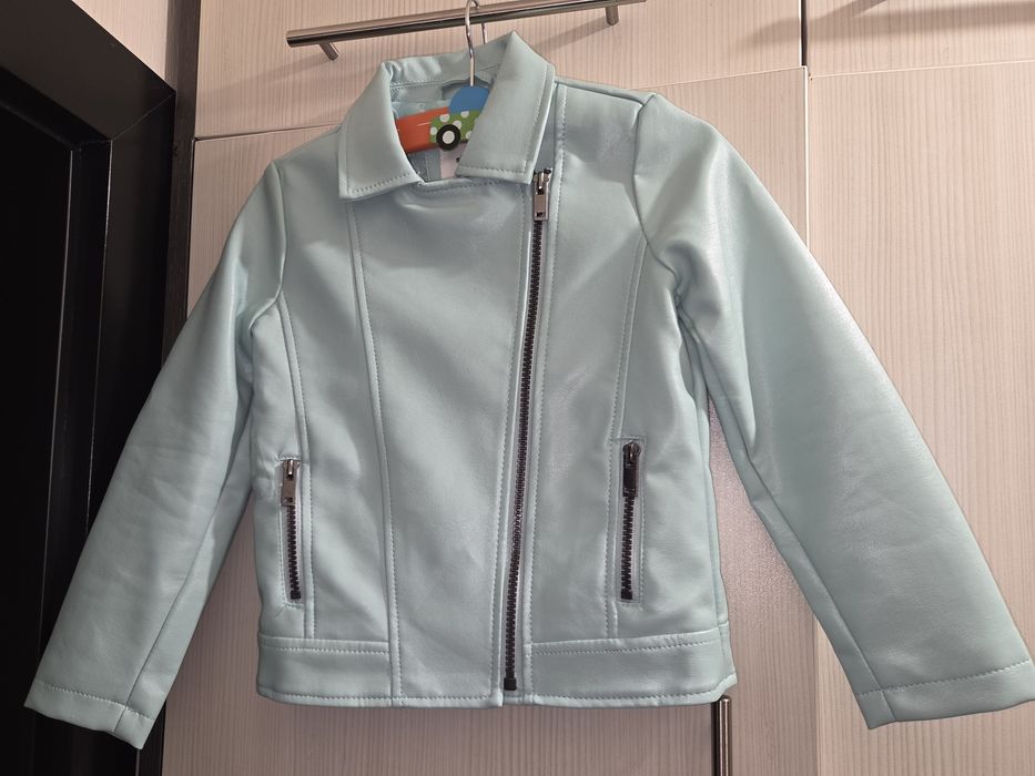 Яке байкър за момиче, тюркоазено, 122 см