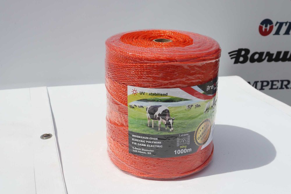 Rola fir portocaliu fi 2,5mm. 3x0.15mm 1000m gard electric Germany