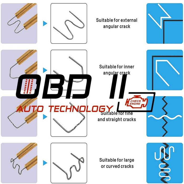Скоби / Пластини / Телчета за поялник за пластмаса 4 вида 100бр/пакет