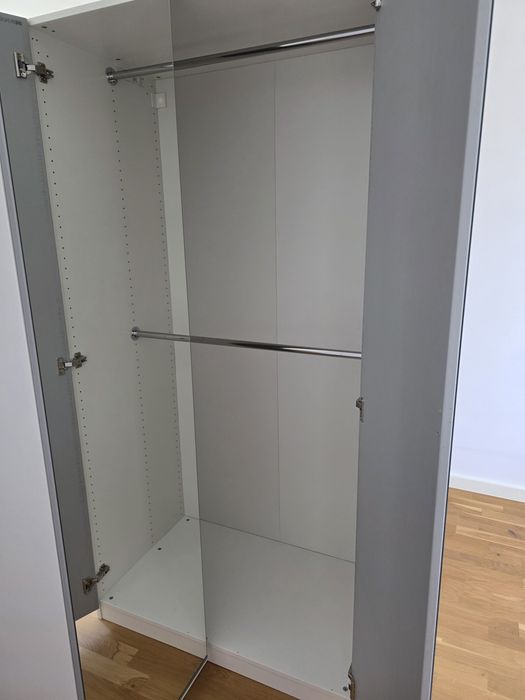Dulap de colt IKEA Pax, alb cu 2 usi oglinda, 110x110x201 cm