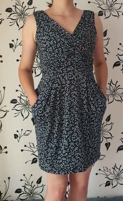 Rochie de zi cu imprimeu punctat - bleumarin închis