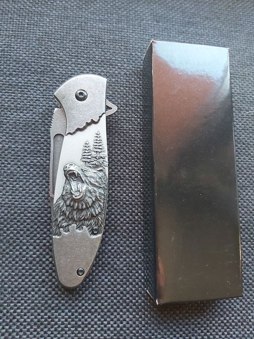 Джобен сгъваем нож с гравирана дръжка мечка,2958