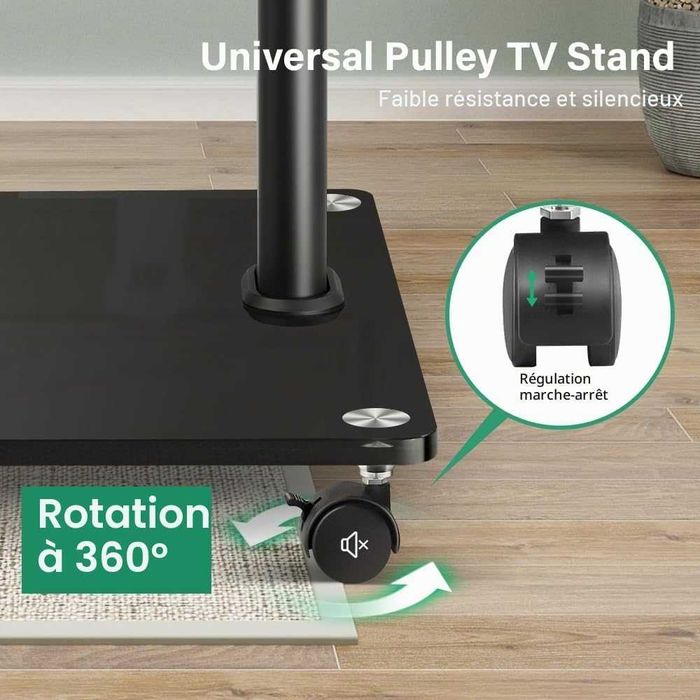 Suport TV FURWOO cu suport pivotant pentru living, sala de sedinte, carucior TV portabil pentru televizoare de 27-65 inch