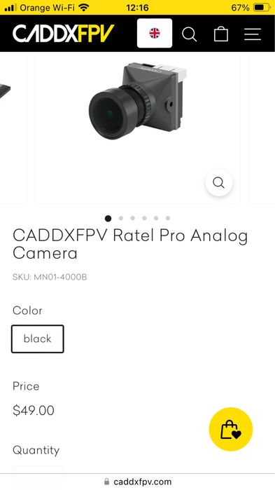 Camera Caddx Ratel PRO 2.8mm 5Mega Lens 16:9 si 4:3