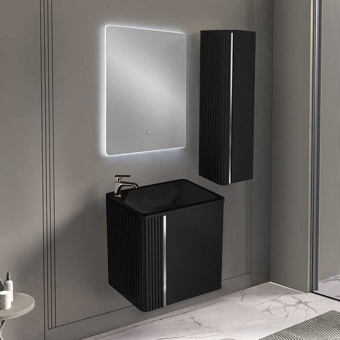 PVC шкаф за баня LINEA 60 см Black комплект