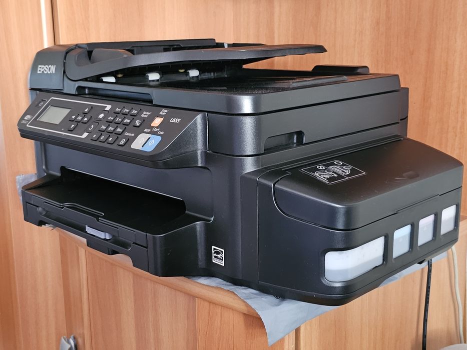 Imprimantă Multifuncțională Epson L655 – CISS, (Print / Scan / Copie / Fax), Duplex, Wi-Fi, ADF, Test Duze Impecabil, Uz ocazional