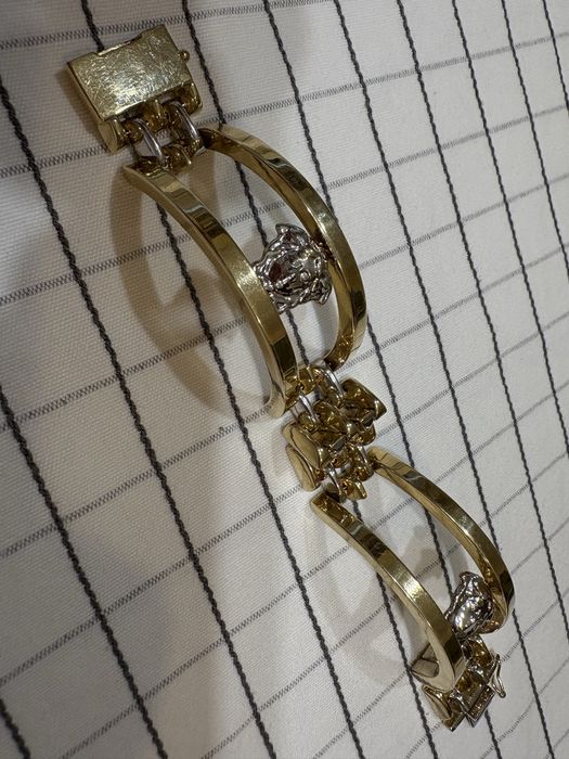 Златна гривна унисекс мъжка и дамска 585 14.к 32.40гр  бяло и жълто