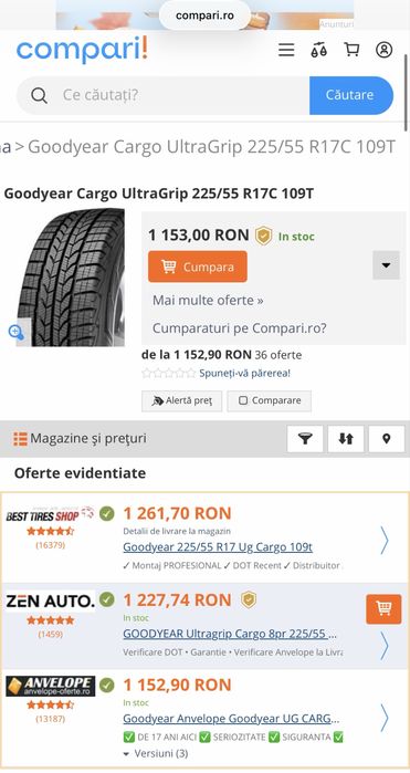 4 anvelope iarna 225/55/17 C Goodyear DOT 2023!