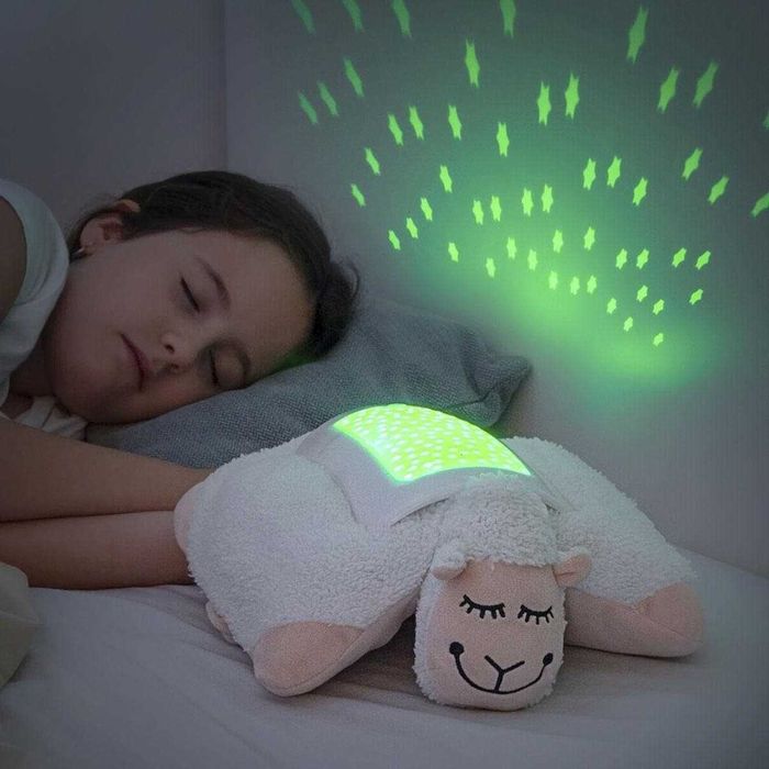 Lampa de veghe pentru copii cu proiector de stele model oaie de plus
