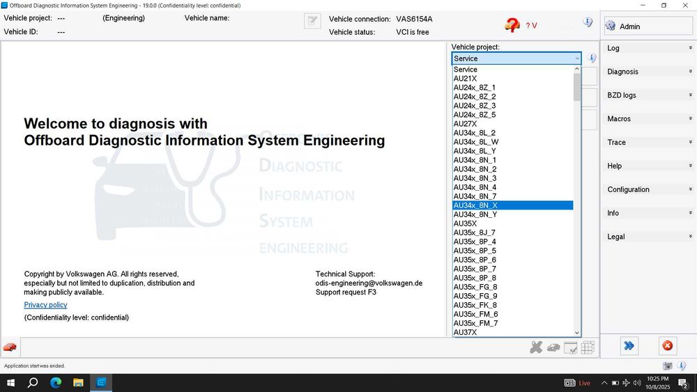 Tester/Diagnoza VNCI VAS6154A/Odis S25/E19+Leptop Lenovo L490 i5,8 gb