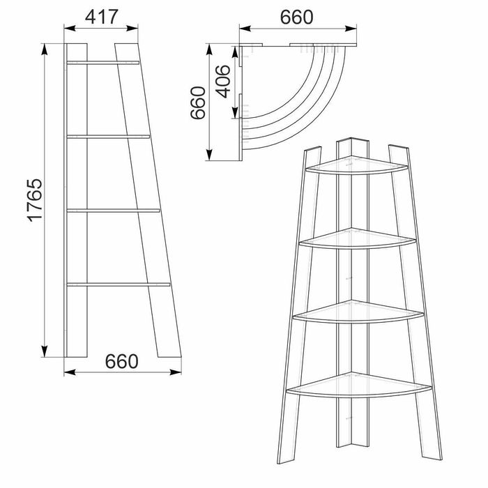 Нова! Ъглова етажерка Компанит П-27