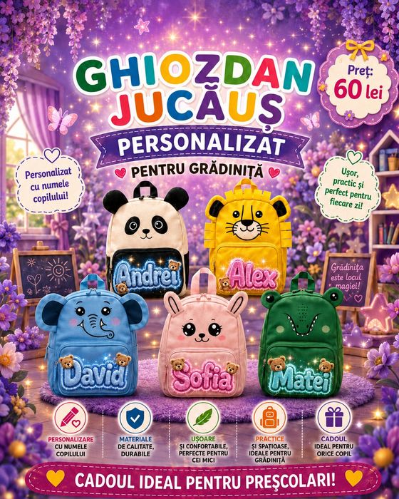 Ghiozdan jucăuș grădinița