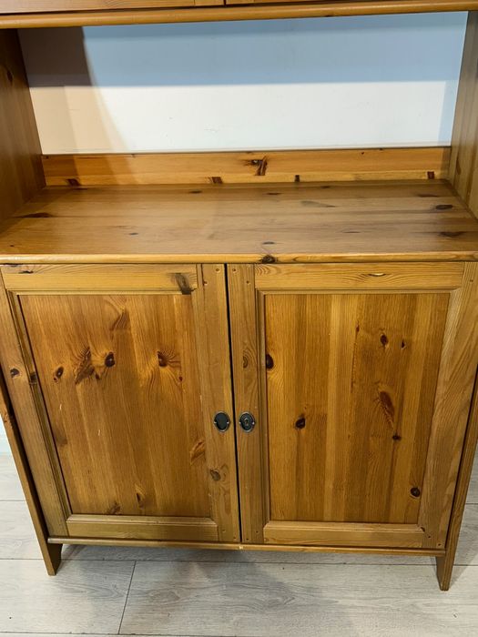 IKEA LEKSVIK Dulap cu Vitrină din Lemn de Pin; Bufet Credenț