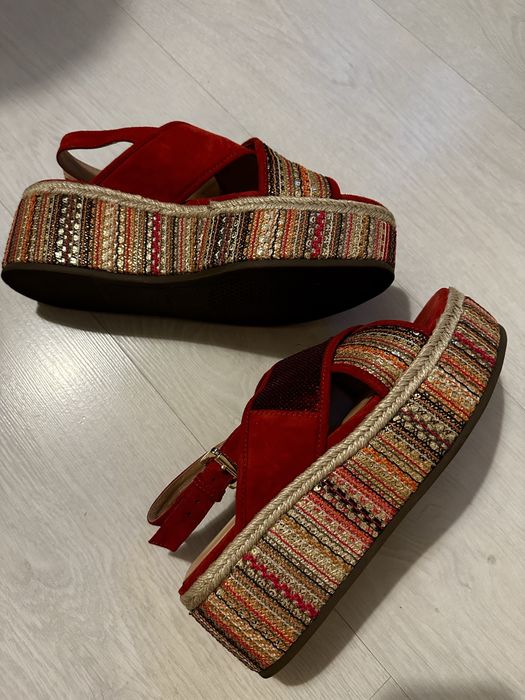 Sandale Geox rosii cu impletitura