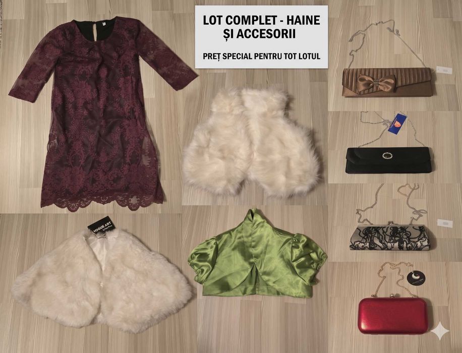 Lot haine damă S/M/L- 10 rochii +blănițe + bolerouri + genţi - lichida