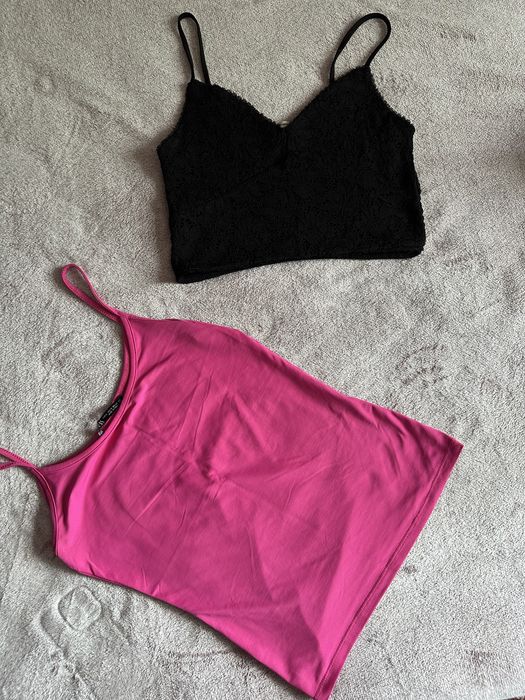 Top negru ,maiou roz