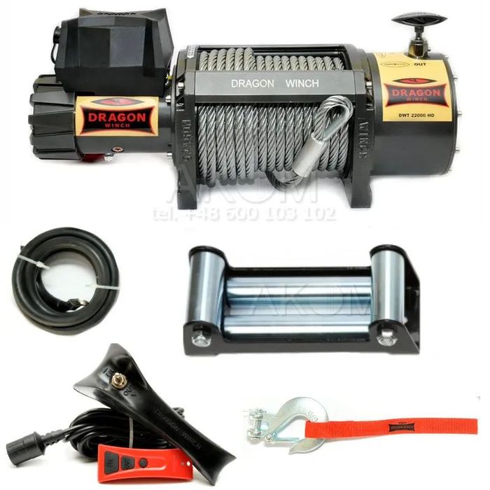 troliu  profesional  DRAGON WINCH DWT 22000 lbs (trage 9979 kg) la 24 V