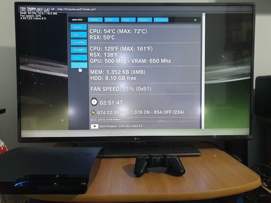 PS3 modat CFW 500 GB + 60 jocuri (GTA V, Red Dead, God of War, NFS)