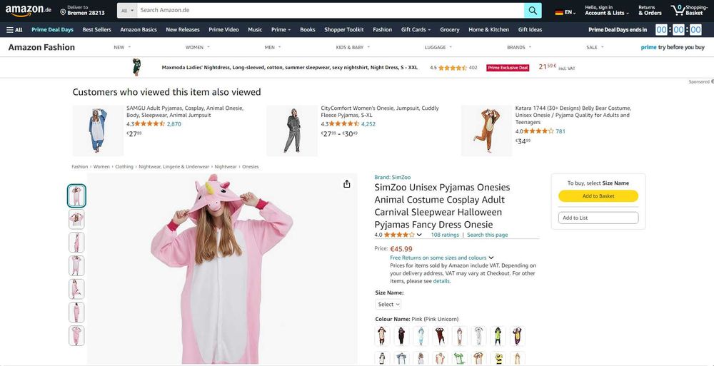 Pijamale casa, Onesie(costum) UNICORN ROZ, Flausat, REDUS de la 220RON