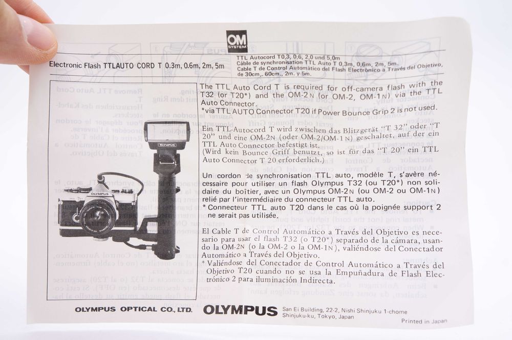 Olympus TTL auto cord T 0.3m