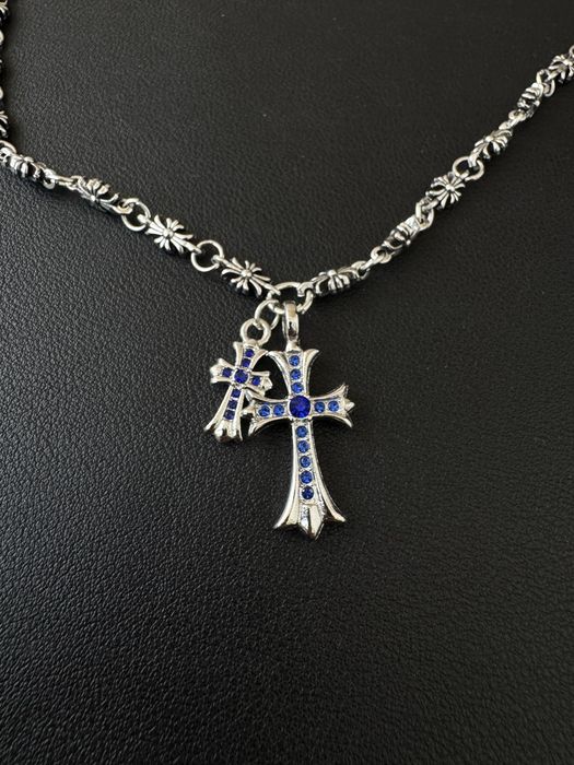Lant Chrome Hearts Double Crystal Blue Cross