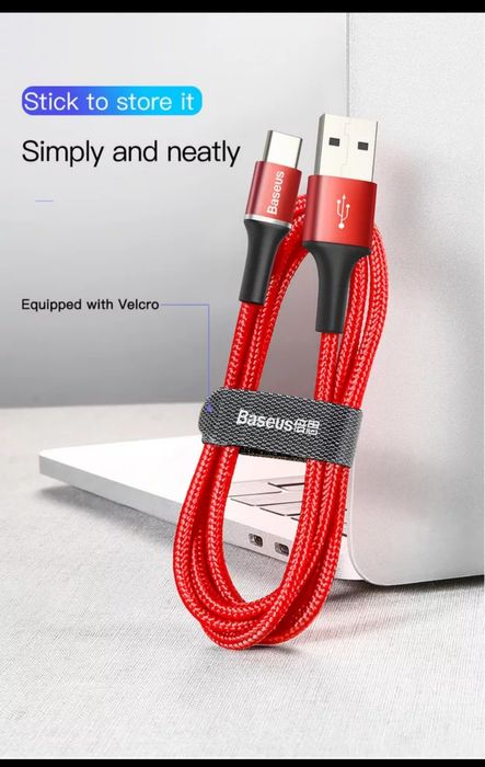 Светещ LED, устойчив кабел черен цвят  за зареждане и синхронизиране д