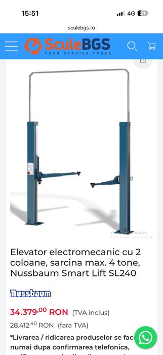 Elevator electromecanic cu 2 coloane, 4 tone, Nussbaum