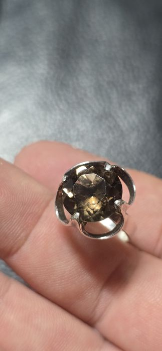 Bengt Hallberg inel argint Quartz fumuriu