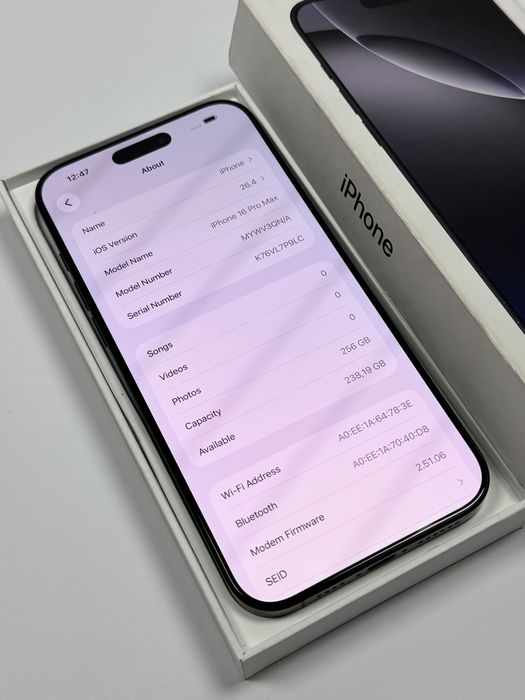 Гаранция! Apple iPhone 16 Pro Max 256GB 100% - Black Titanium