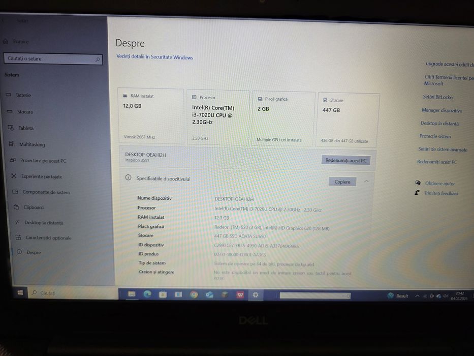 Laptop Dell 15"6,  i3, 12gb Ram, 512 ssd