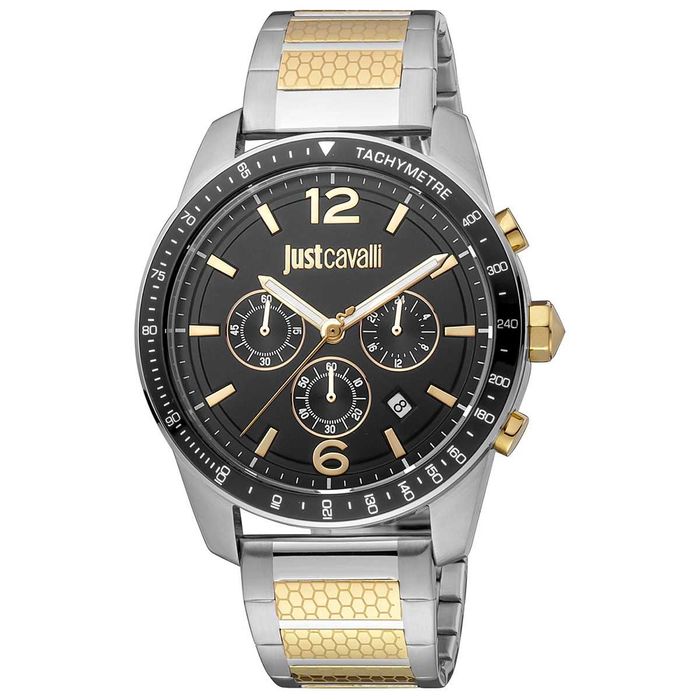 JUST CAVALLI – Мъжки часовник с хронограф SILVER "BLACK & GOLD" нов
