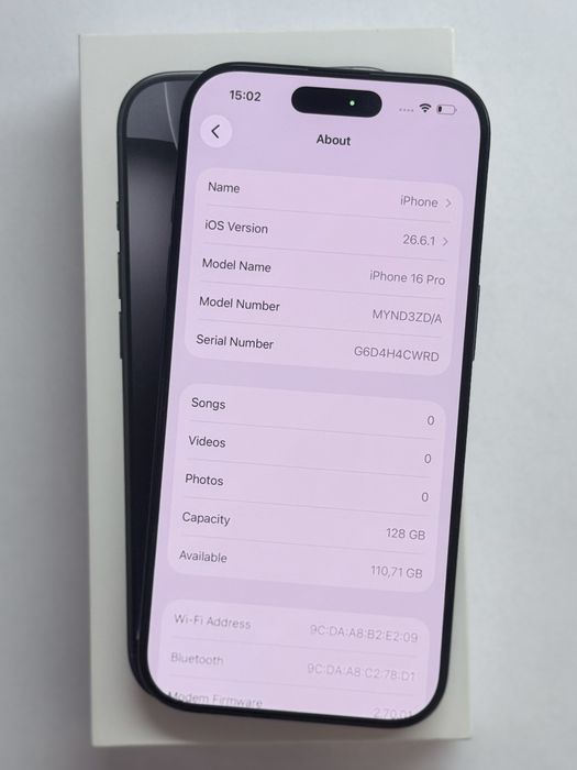 iPhone 16 Pro Black 91% battery