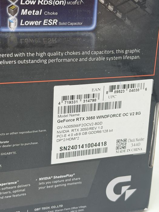 GeForce RTX™ 3050 WINDFORCE OC V2 8G Sigilata