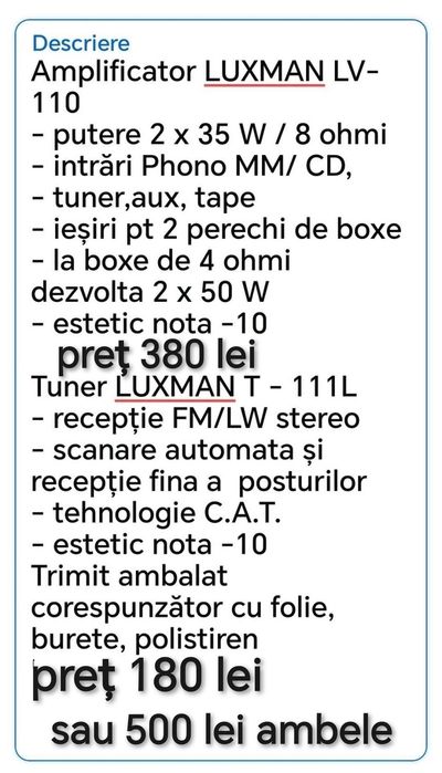 Amplificator+ tuner Luxman