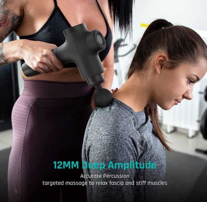 Масажен пистолет MEBAK 3, 2600 mAh батерия, 7 глави, LСD дисплей, калъф за съхранение, цвят: черен