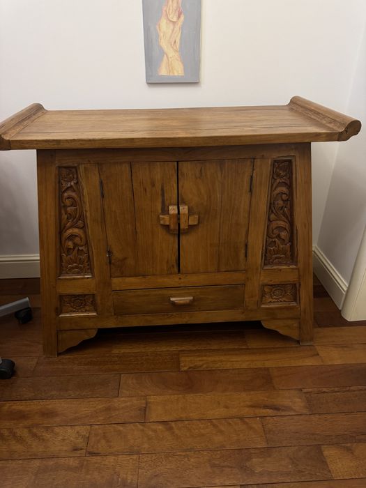 Балийская резная тумба из тика, ручная работа , массив