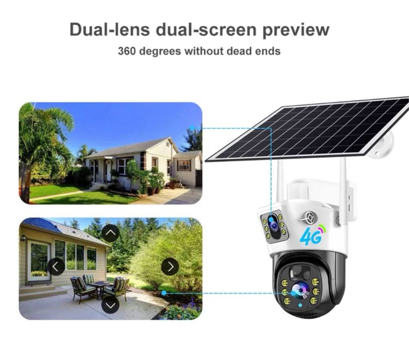 Солнечная камера 4MG PTZ 360 FullHD 4G sim-картой, Solar camera