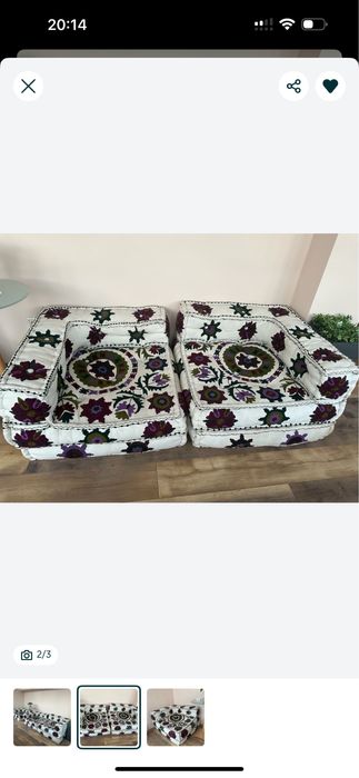 Модулен диван - комплект 2 пуфа и 2 възглавници - 3 модула