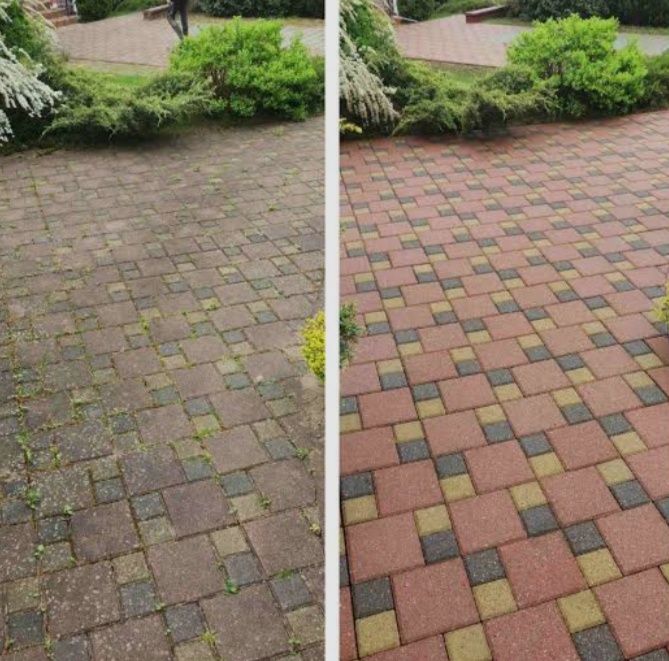 Чистка брусчатки и фасада дома