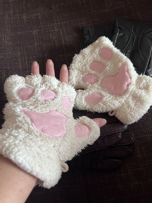 Перчаточки-кошечки на девочку 6-10 лет